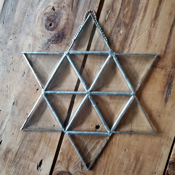 NFS Clear Beveled Stained Glass 6 point Star Suncatcher  10" - Picture 3 of 9